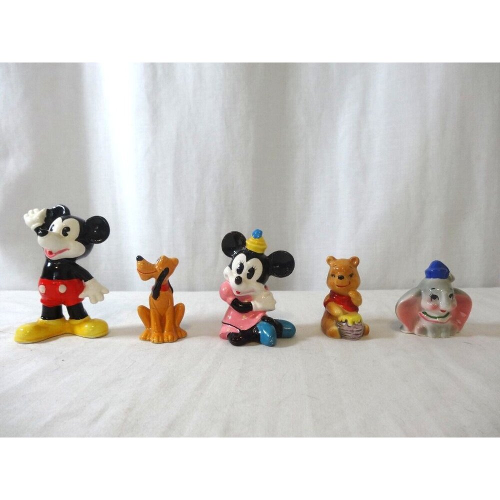 Walt Disney Productions Mickey Minnie Pluto Dumbo Winnie Ceramic Figurine‎ Japan